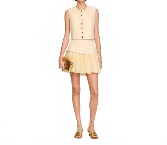 SANDRO Dresses & Skirts - NEW SANDRO women's pleated crop top & mini skirt set in vanilla